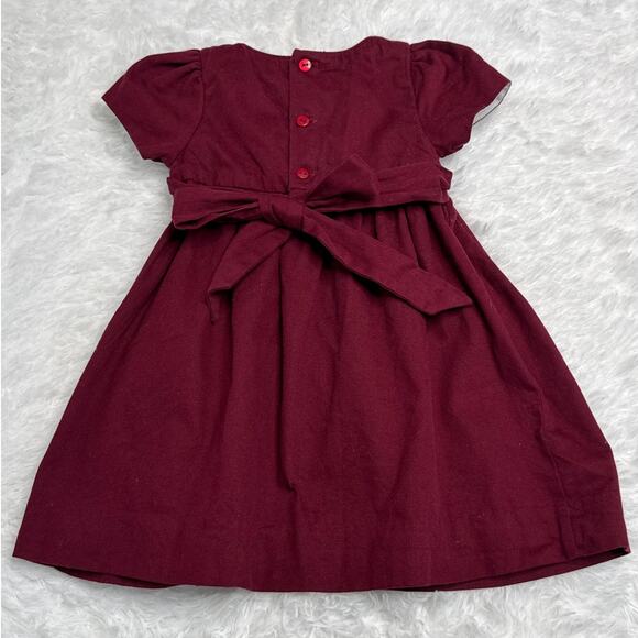 Edgehill Collection Burgundy Smocked Baby Dress hoilday formal – 9M Cotton - Picture 3 of 10